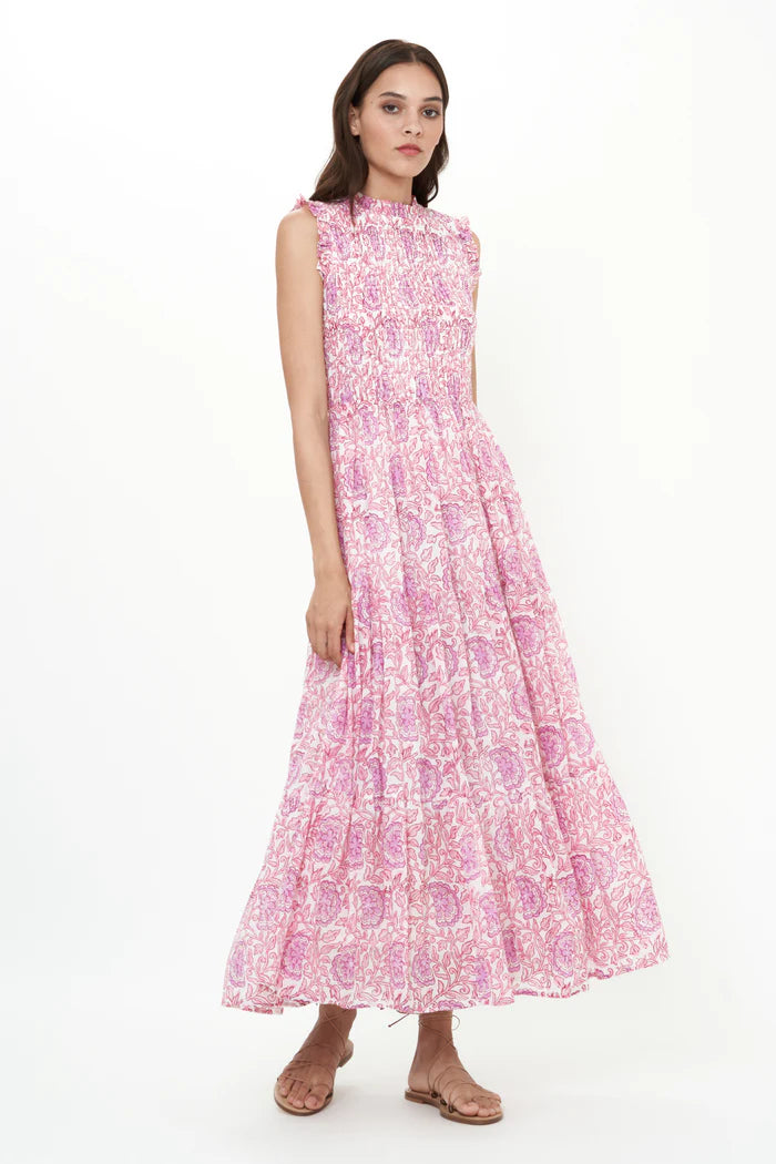 Sleeveless Smocked Maxi- Malta Pink