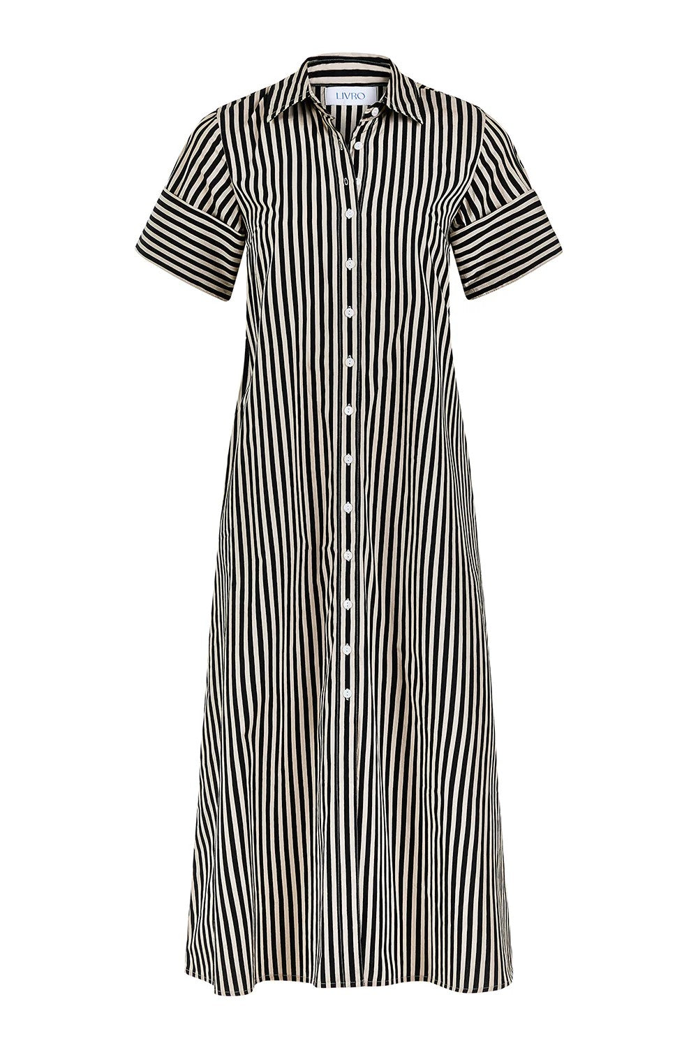 Gibbons Dress in Ganache Pinstripe