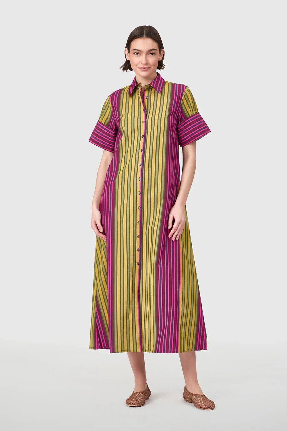 Gibbons Dress in Wildberry Stripes