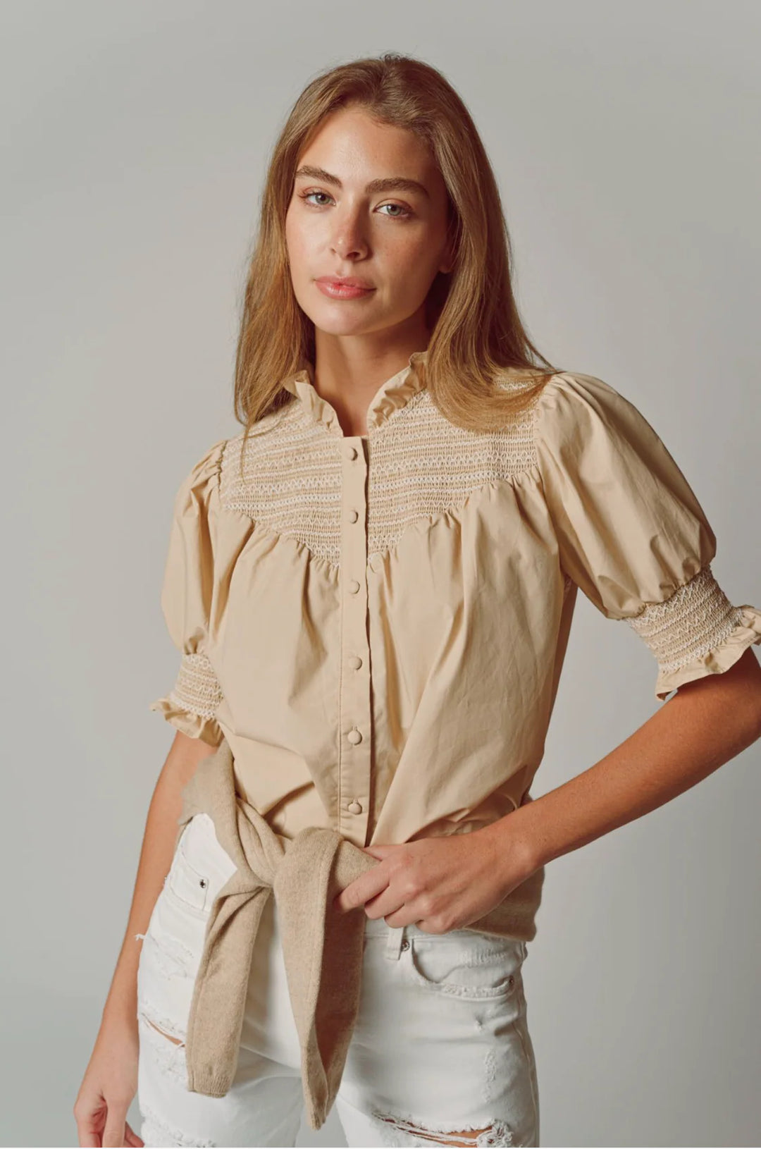 The Nicole Shirt in Tan