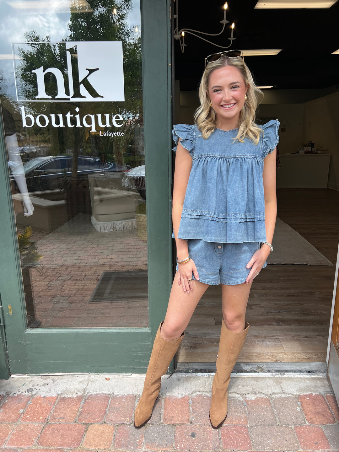 Leah Denim Short Set
