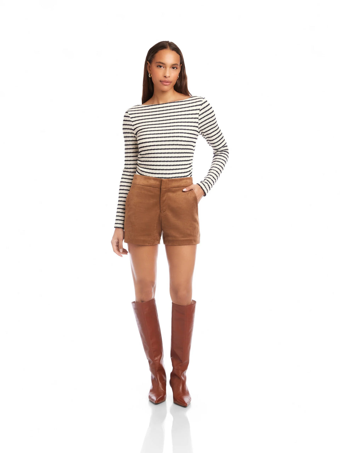 Faux Suede Modern Short in Cognac