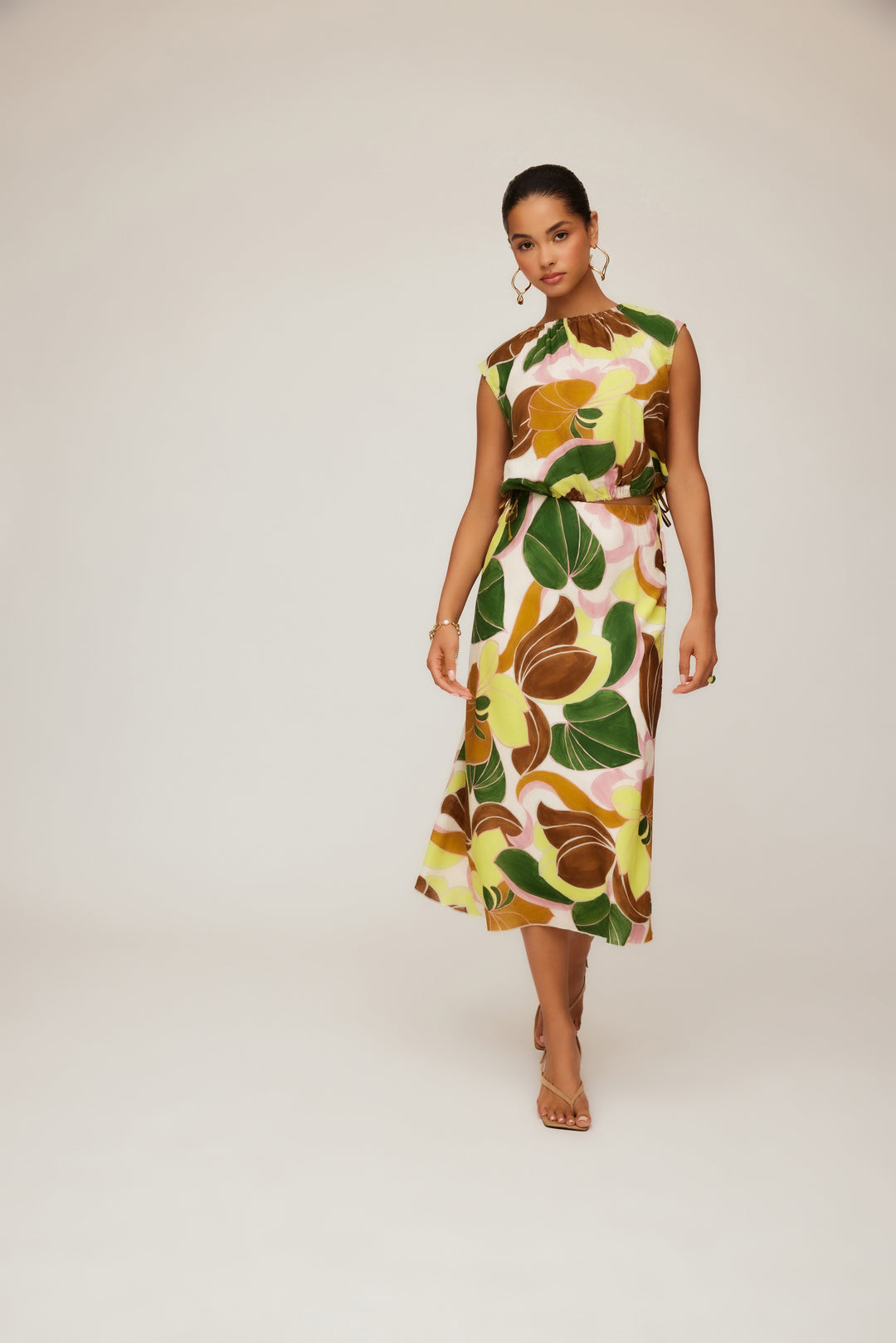 Mia Bias Midi Skirt in Island Floral