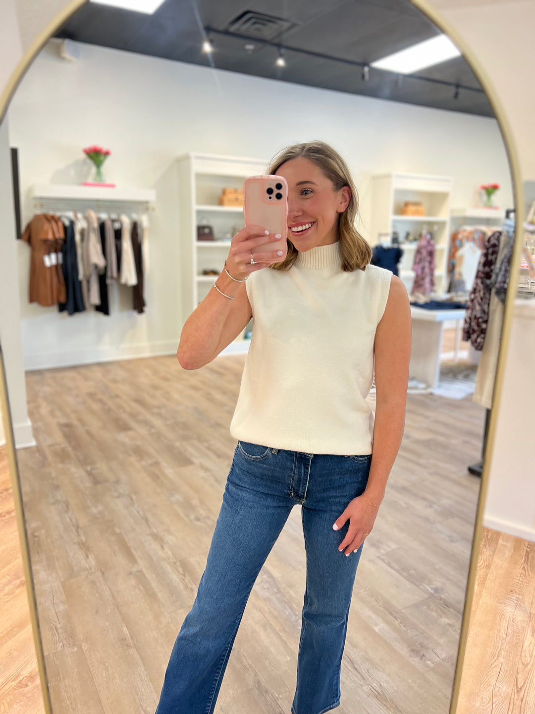 Ultra Soft Mock Neck Knit Top - Ivory