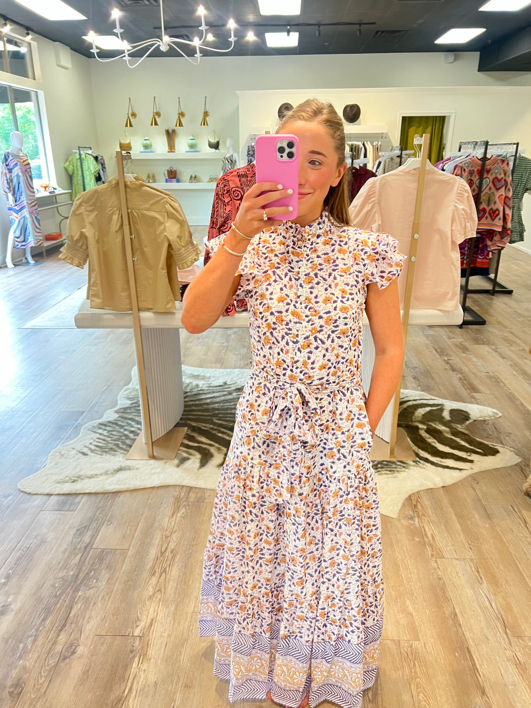 Ruffle Collar Button Maxi | Cotswald Navy
