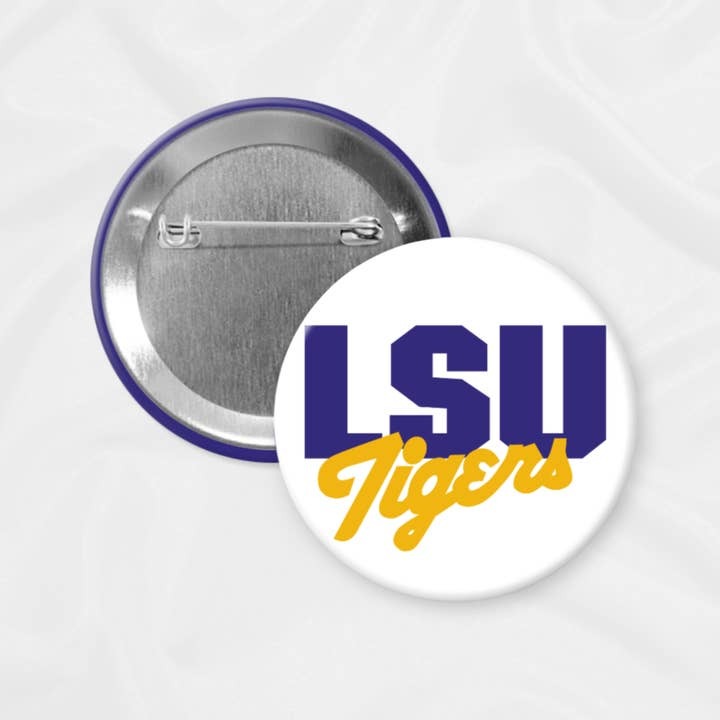 Lsu Game Day Button | Lsu Retro Script