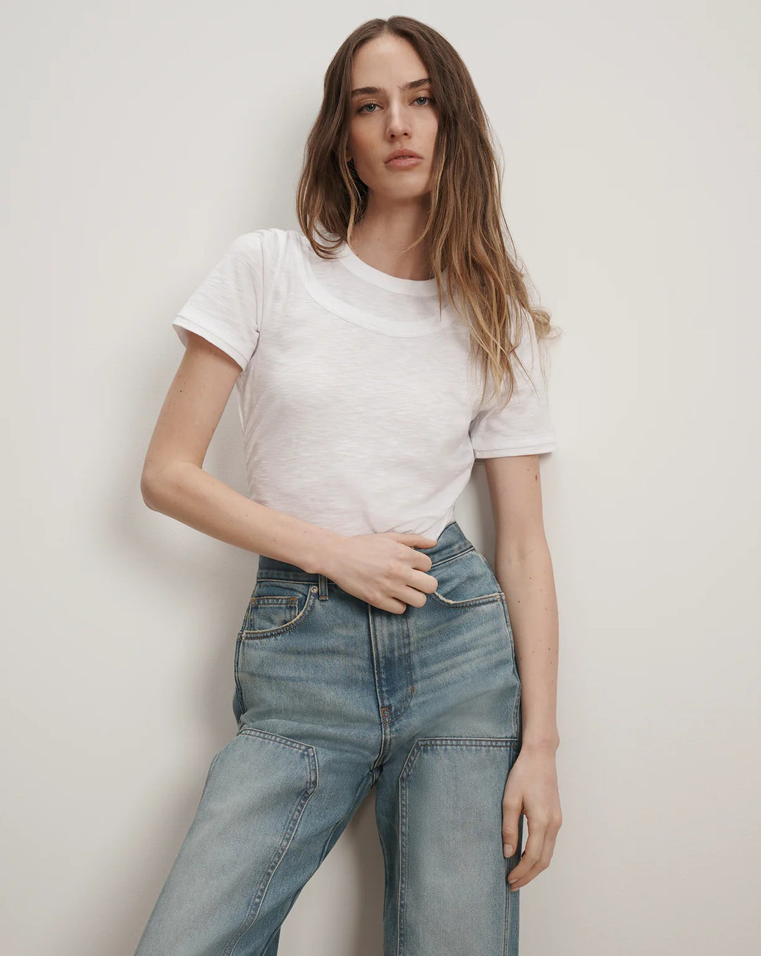 Damian Double-Collar T-Shirt in White