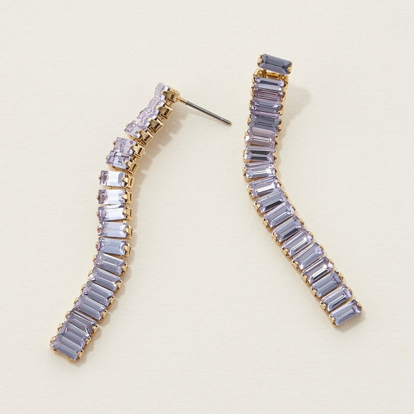 Linked Color Rhinestone Drop Earring in Lavendar