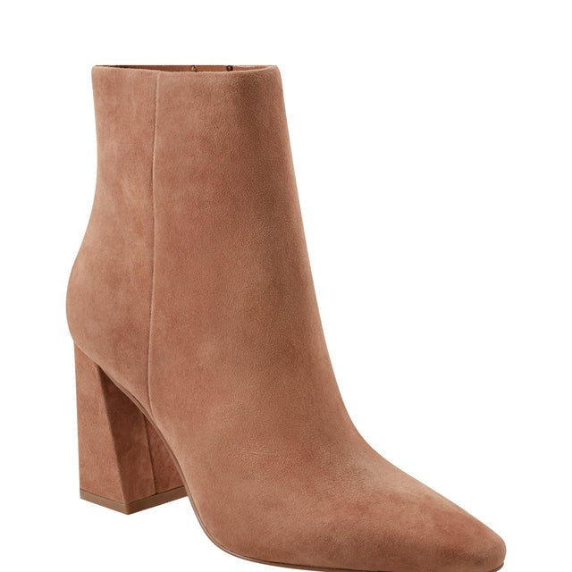 Yanara heeled bootie in natural suede
