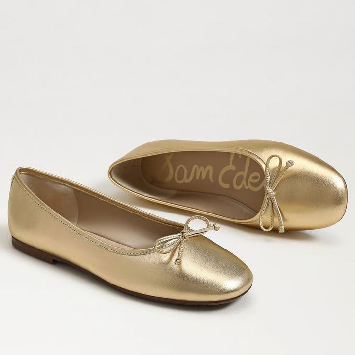 Alie Ballet Flat in Amber Gold Leather