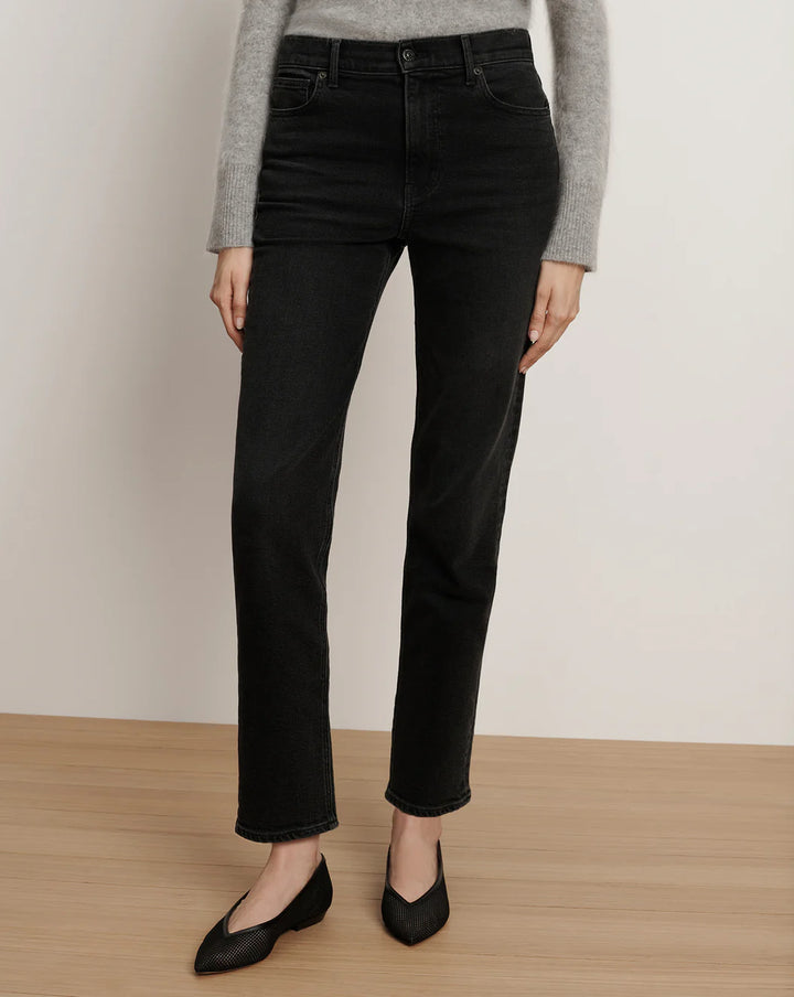 Leah Mid Rise Straight Leg Jean in Black Onyx