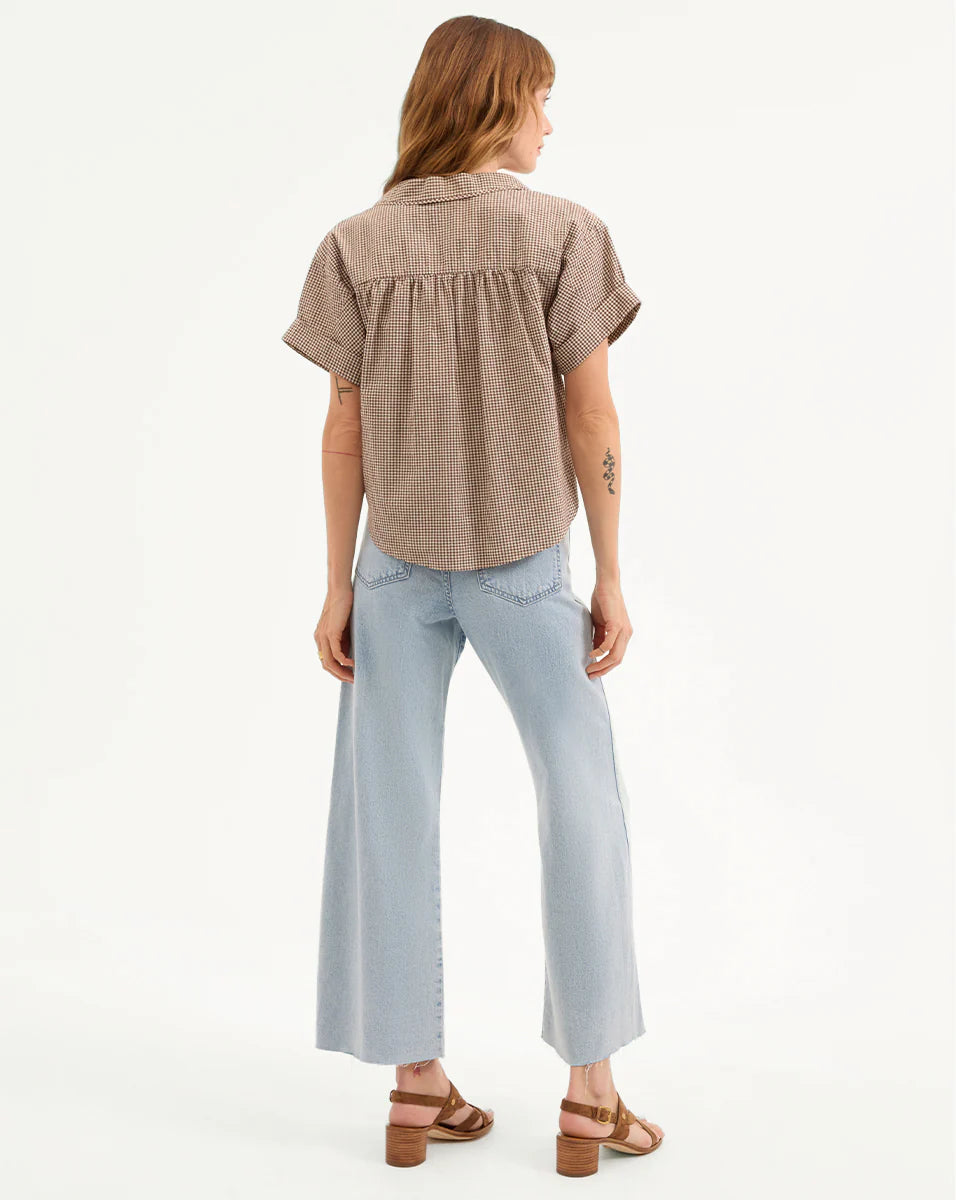 Ilene Gingham Button Down Top