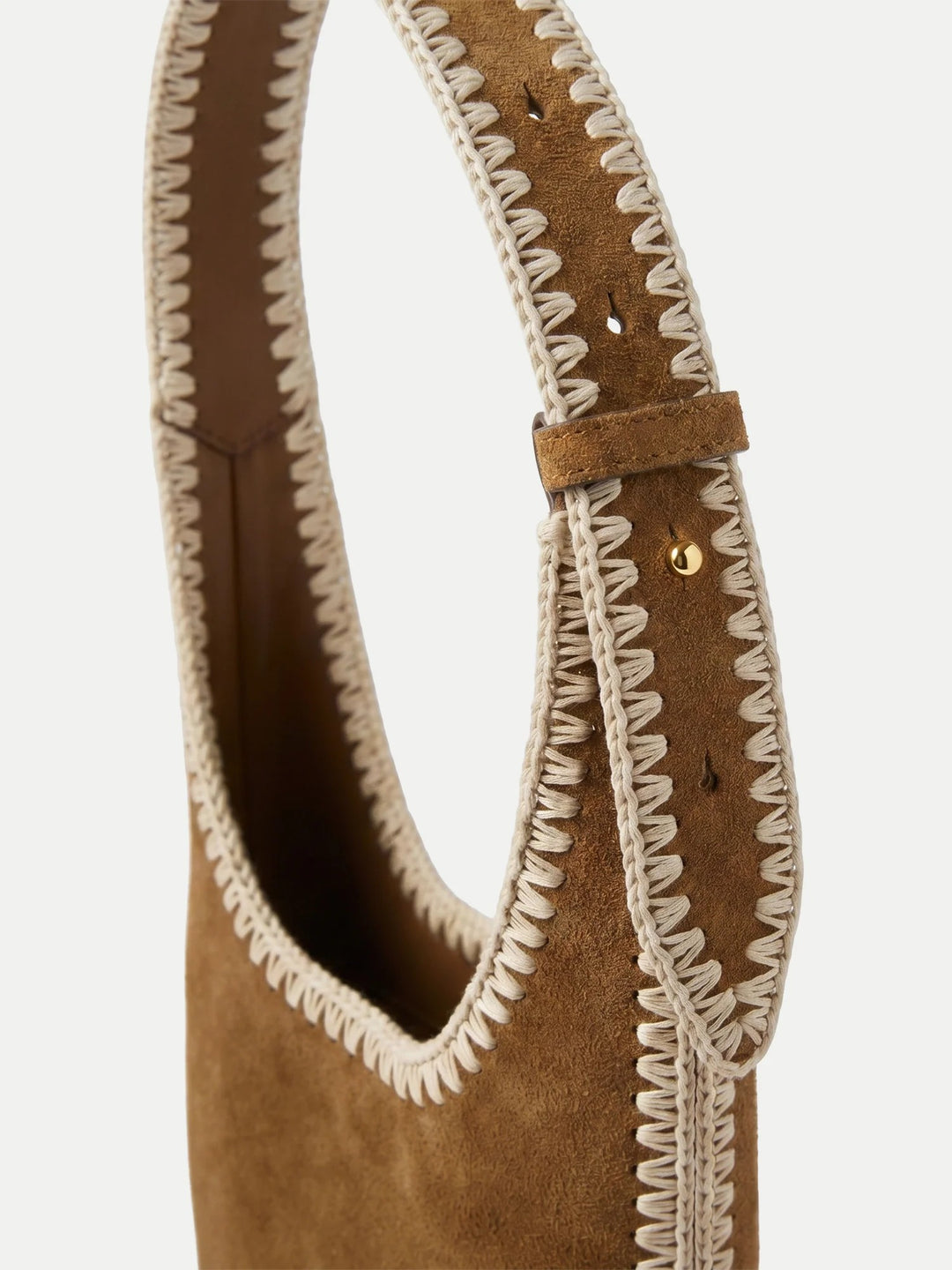Whipstitch Loop Suede Shoulder Bag