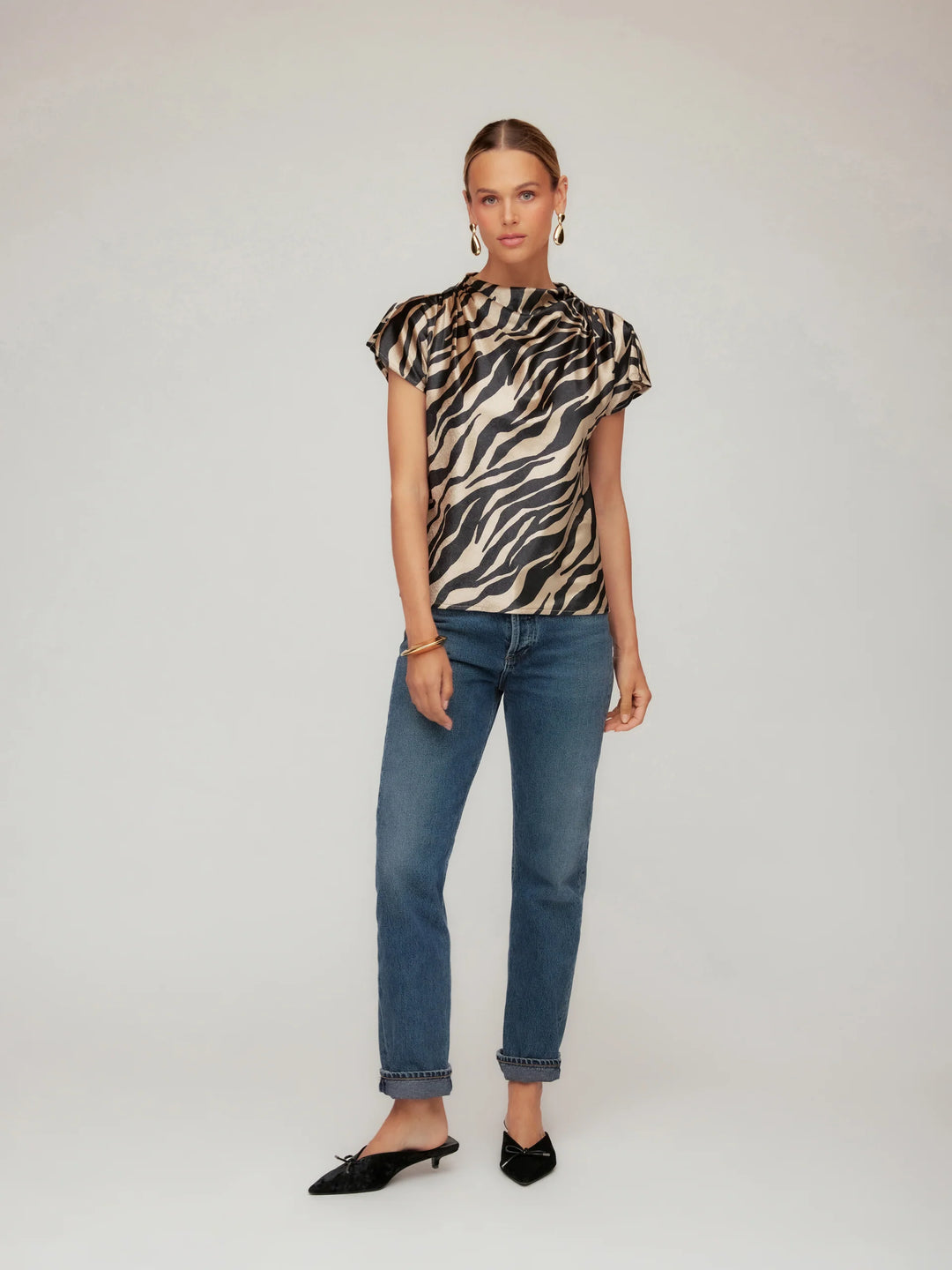 Emmeline Velvet Top in zebra