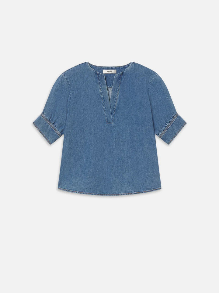 The Denim V-Neck Popover Top