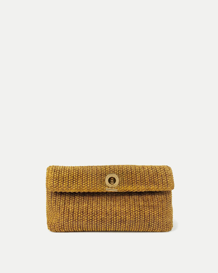 Raffia Anchor Clutch in Gold