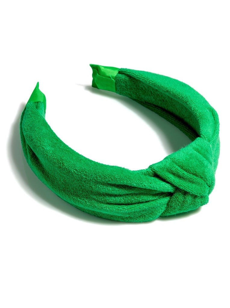 Terry Knotted Headband in Green