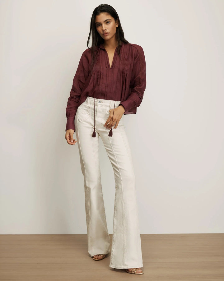Sawyer Self-Tie Blouse I Burgandy