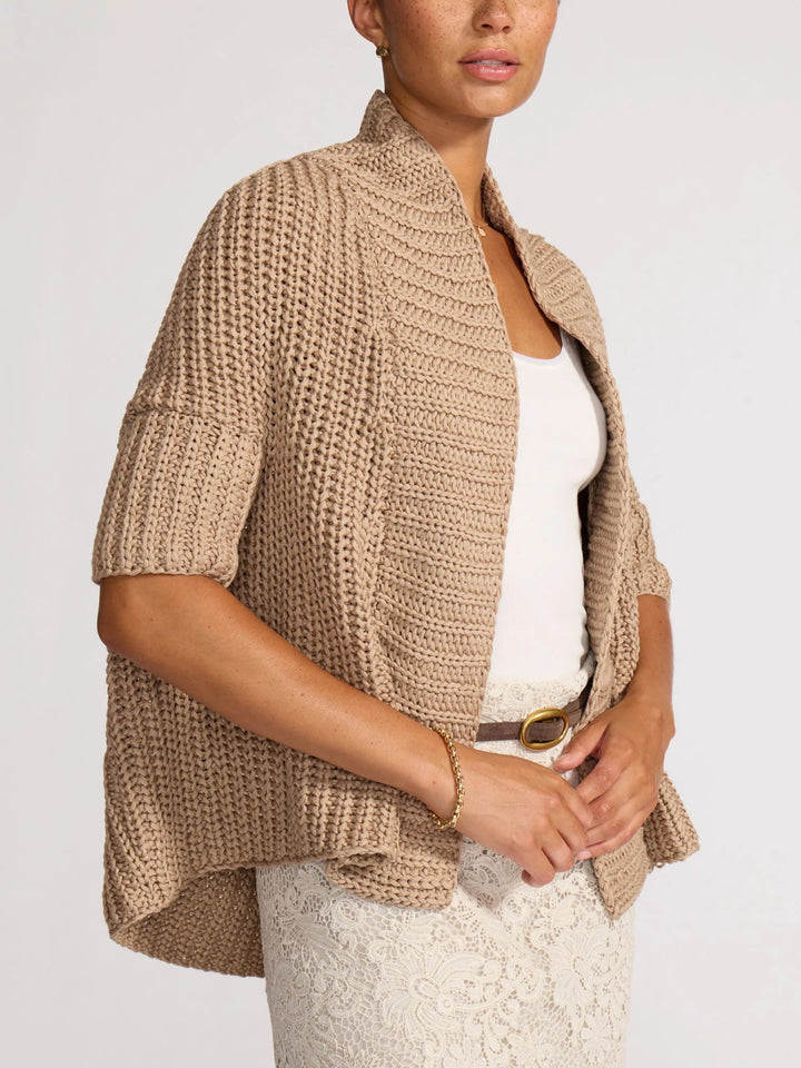 The Fida Handknit Shrug in Mocha