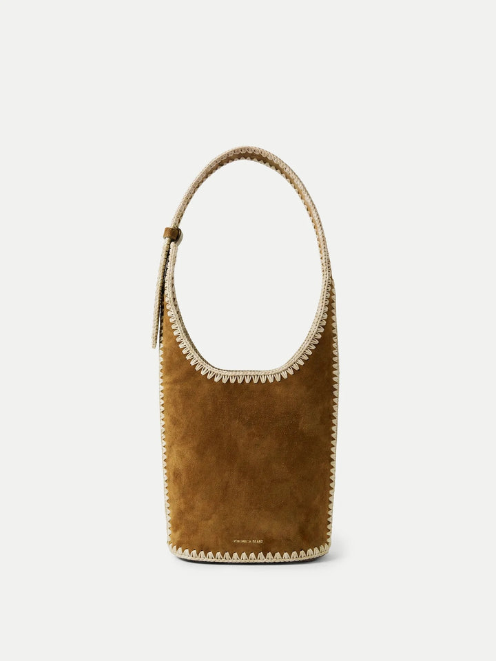 Whipstitch Loop Suede Shoulder Bag