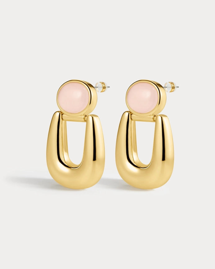 The Rose Quartz Rio Earrings- Gold