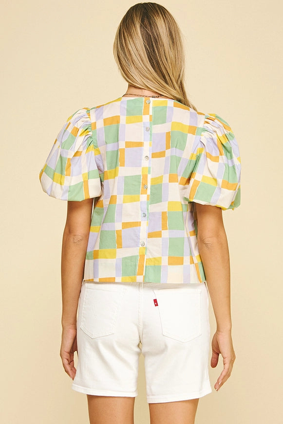 Color Block Blouse in Orange and Purple