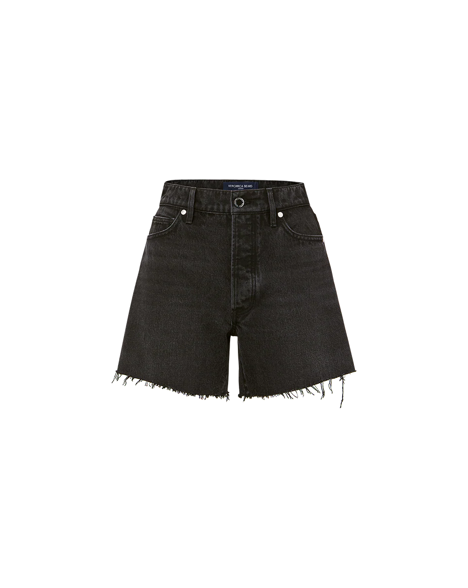 Ellis Mid Rise Denim Short in Washed Onyx