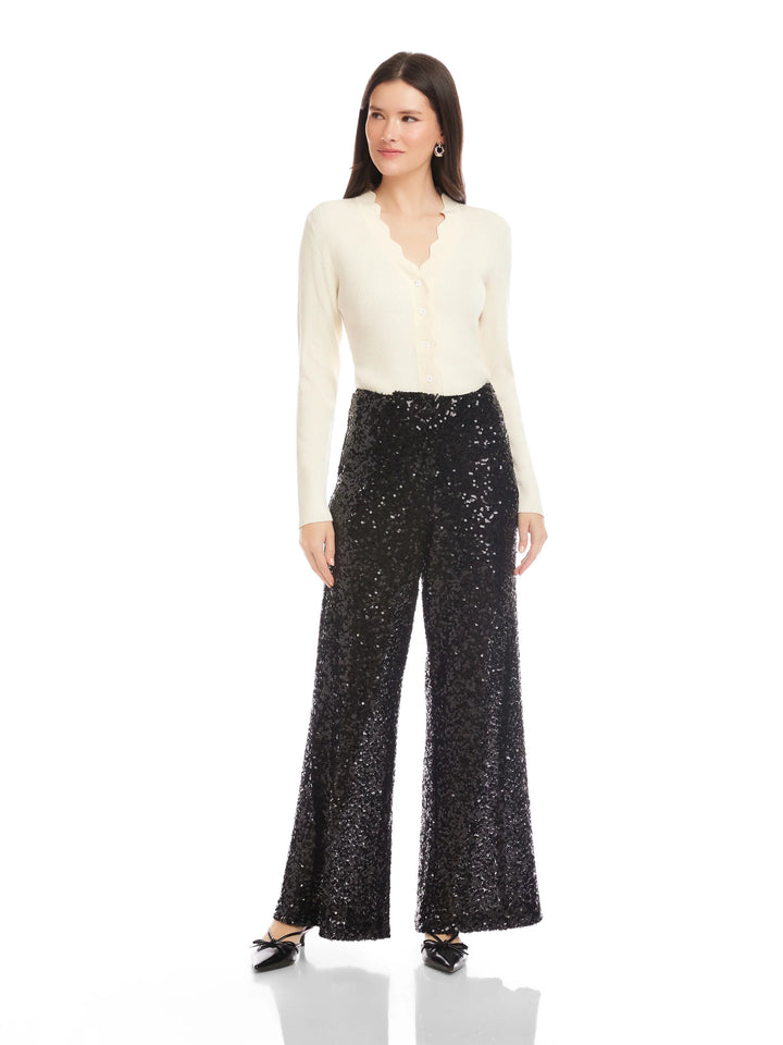 Lynette Sequin Pant in Black