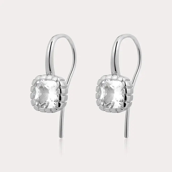 The Classique Cushion Hook Earrings in Silver