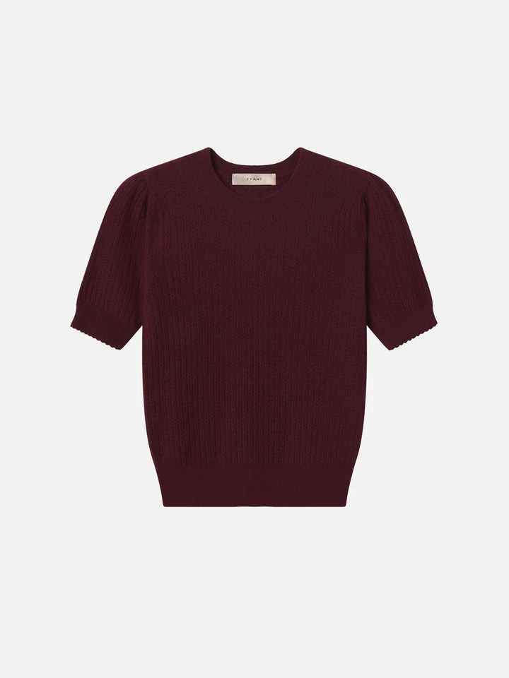 The Chain Pointelle Sweater in Cabernet