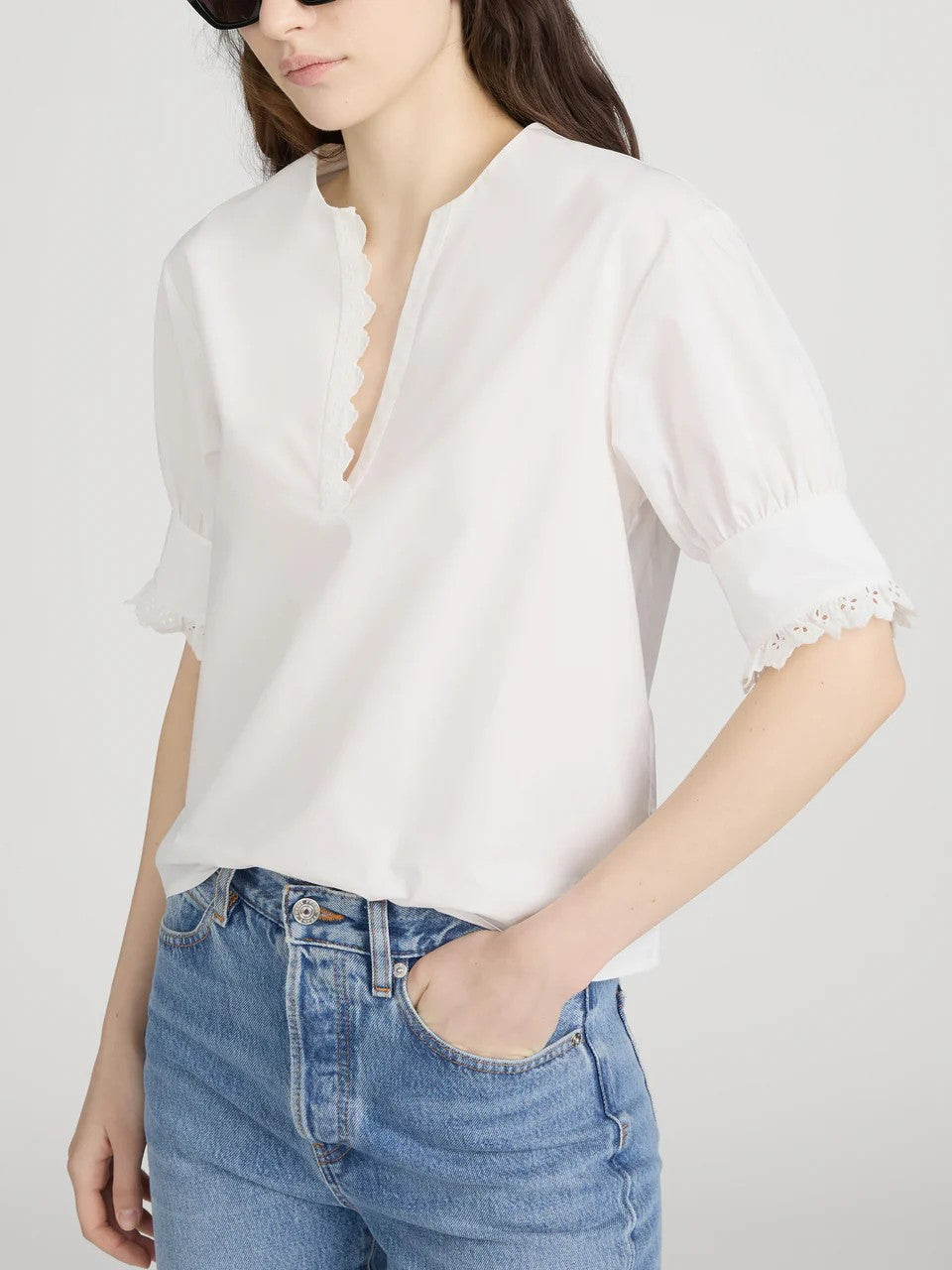 The Keepsake Popover Top in White