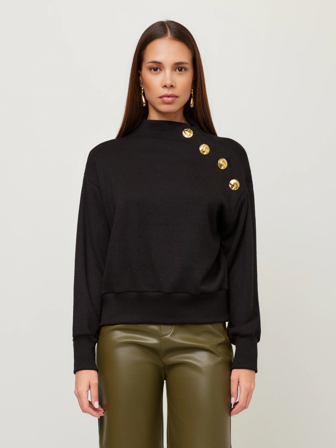 Tessa Mock Neck Top in Black