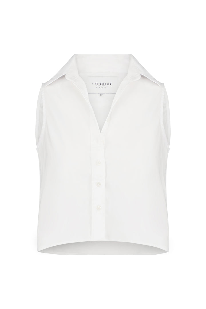 The Boxy Cropped Sleeveless Shirt in White