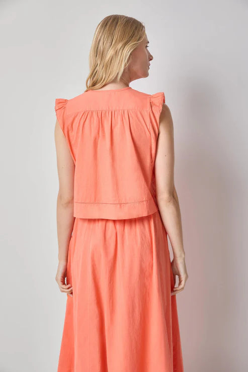 Smocked Shoulder V-Neck in Nectar