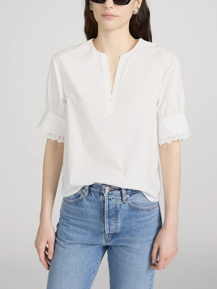 The Keepsake Popover Top in White