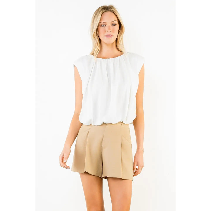 White Sleeveless Bubble Top