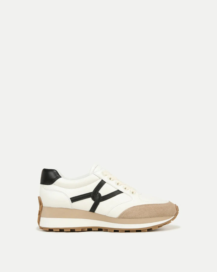 Valentina Sneaker in Coconut/Black - Leather/Suede