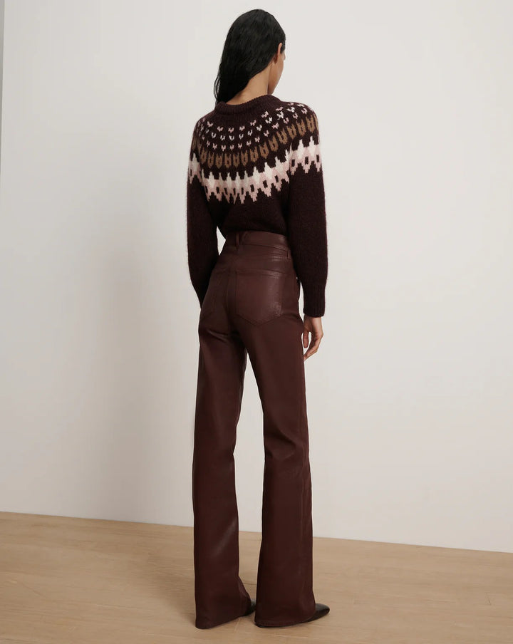 Crosbie Coated High Rise Wide Leg in Raisin