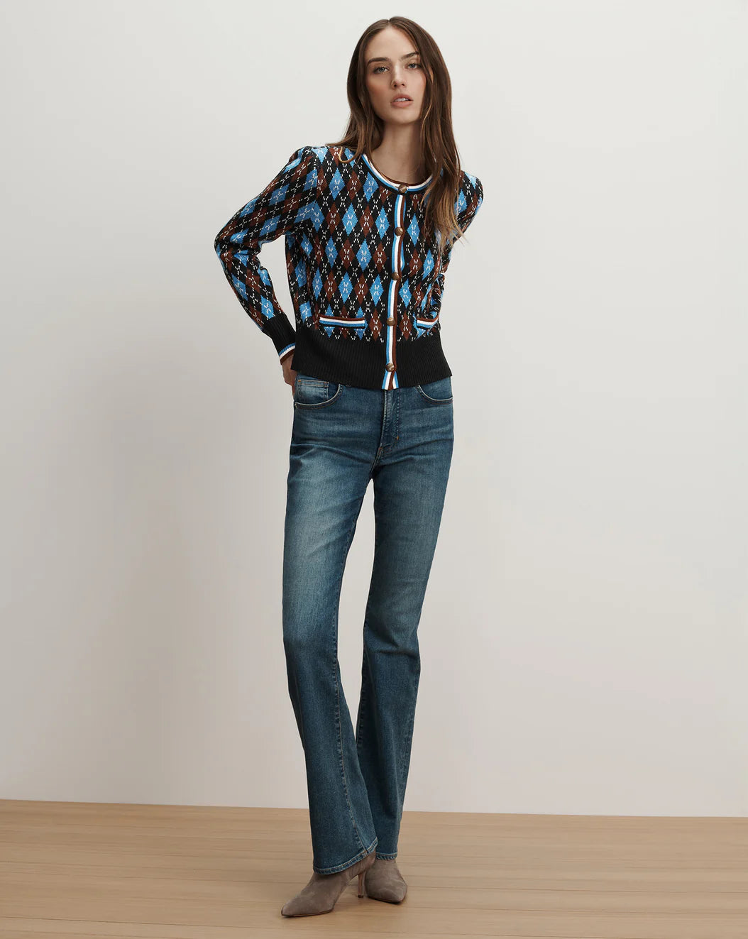 Sylvane Argyle Cardigan in Black Multi