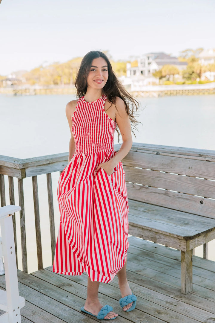 Stroll Dress I Red Stripes
