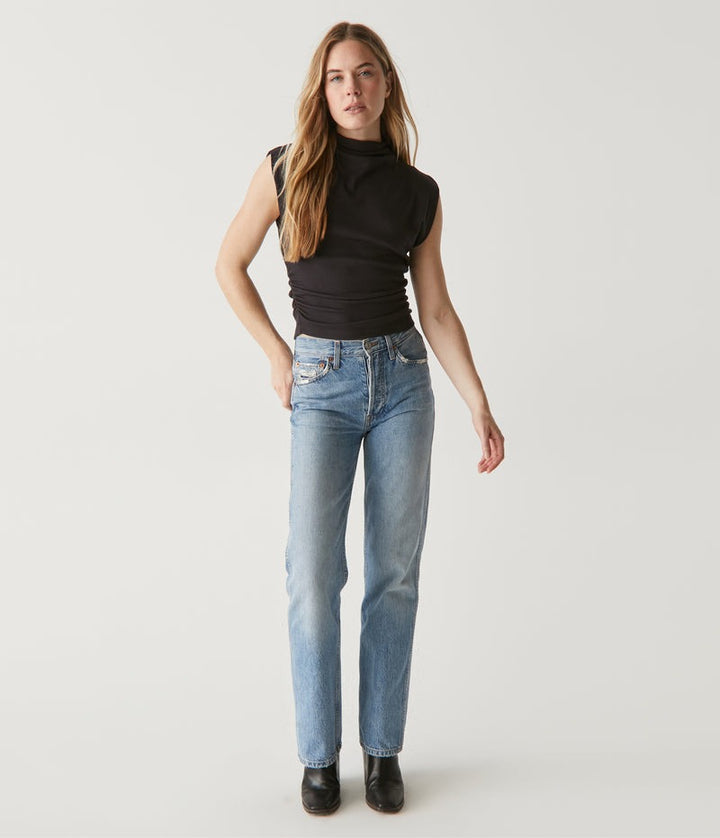 Amara Mock Neck Top in Black