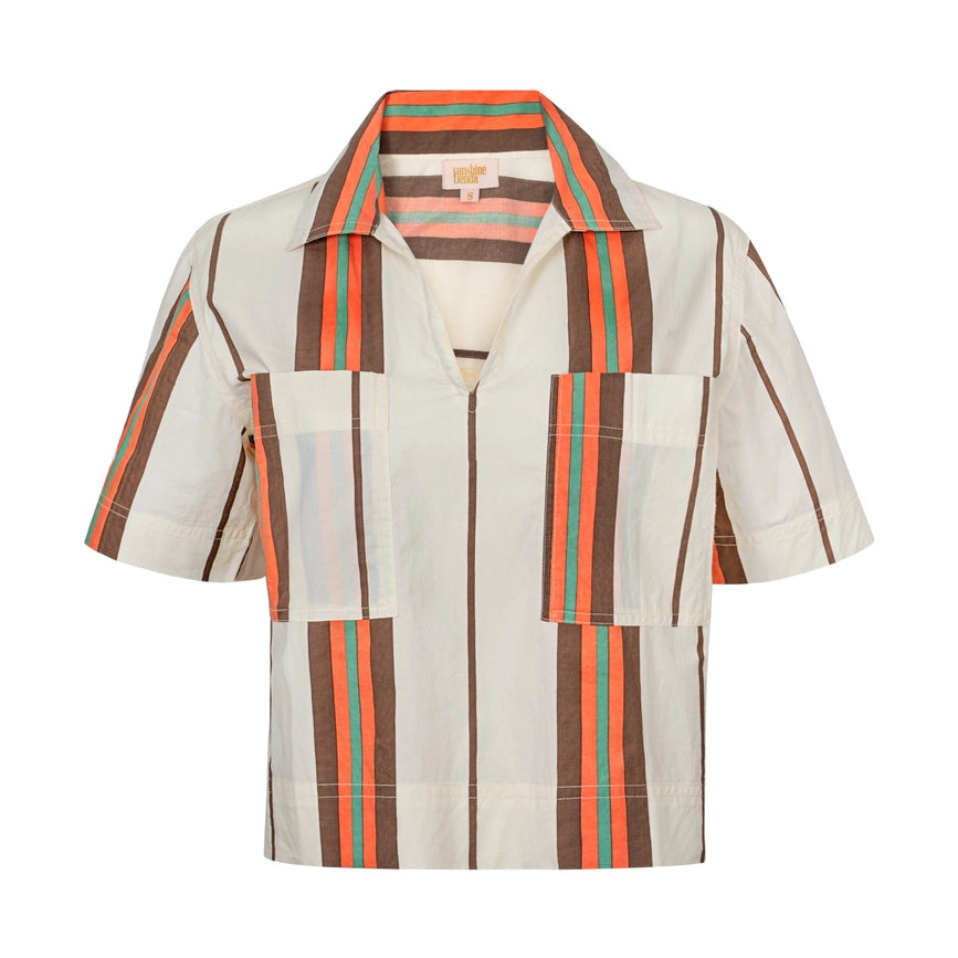 Vintage Stripe Palmer Top in brown/orange