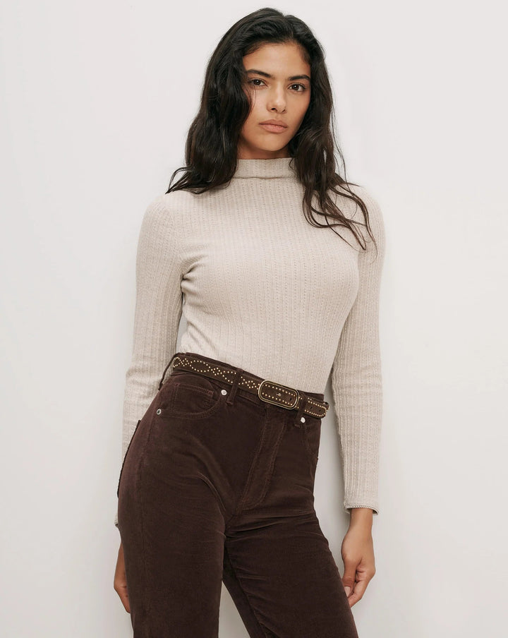 Nadja Mock-Neck Top in Oatmeal