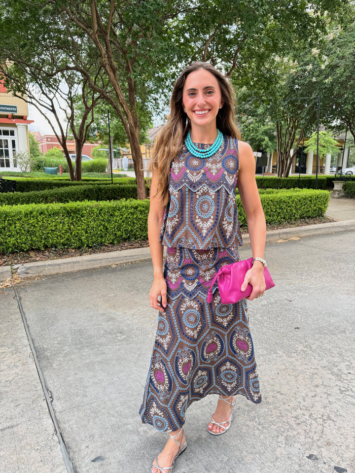 Bijou Embroidered Eyelet Skirt Set