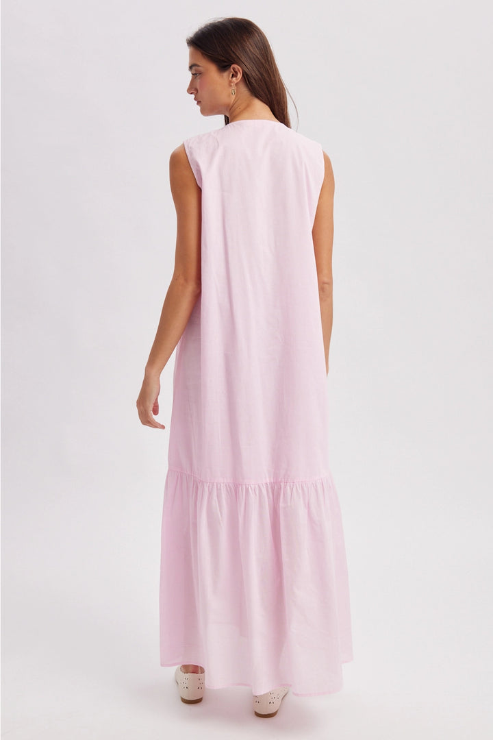 Cotton Button-Up Midi Dress in Ballet