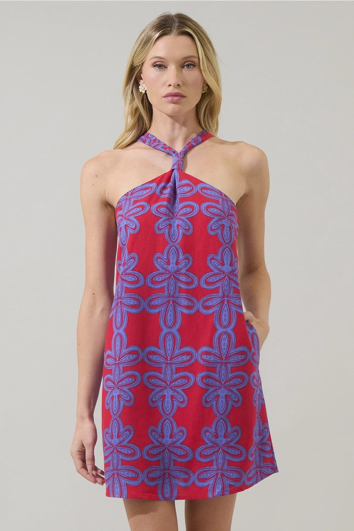 Rory Floral Amory Halter Mini Dress