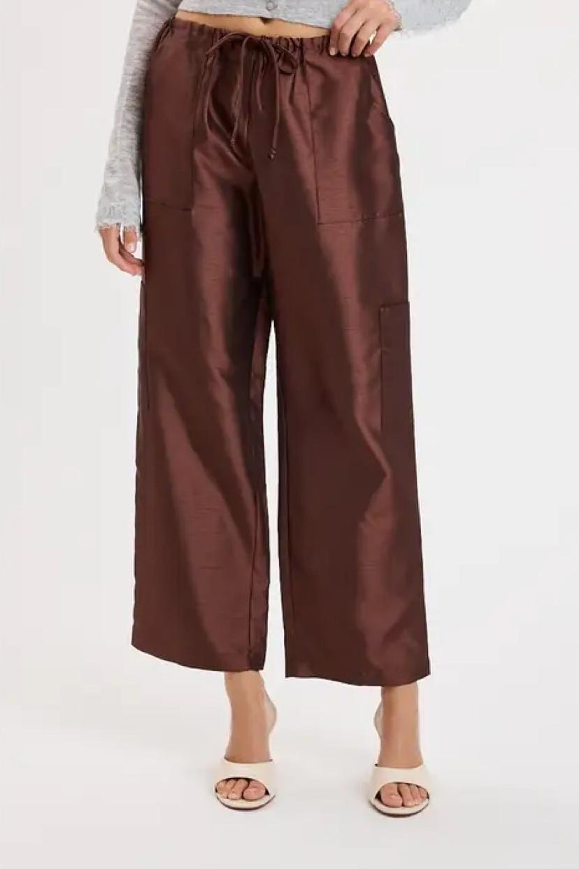 Ankle Length Taffeta Cargo Pants