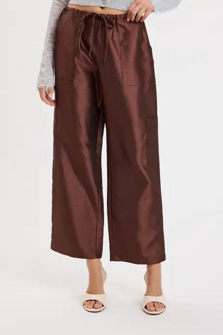 Ankle Length Taffeta Cargo Pants