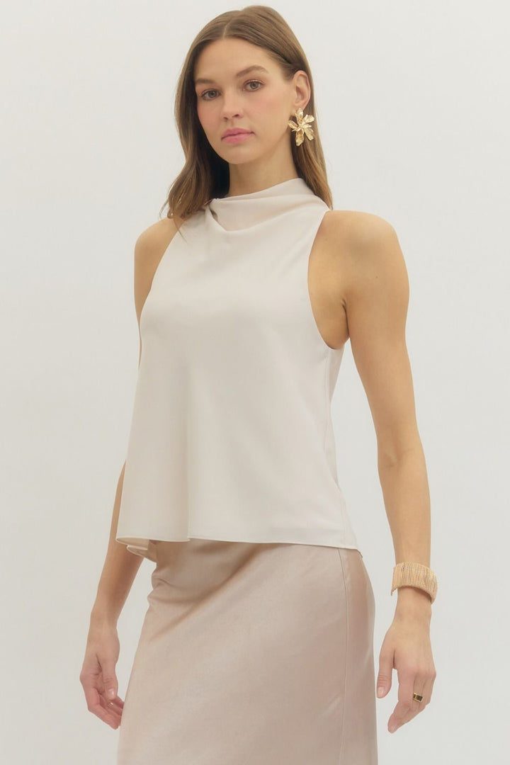 Ivory Halo Drape Sleeveless Top