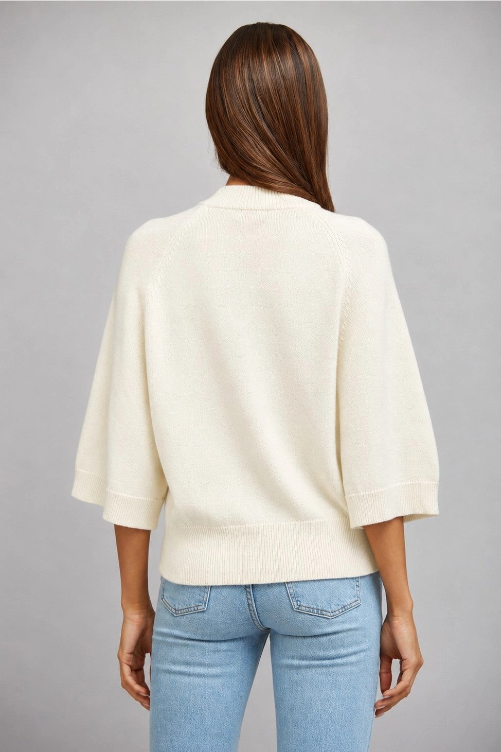 Goldie V-neck 3/4 Cardigan in Cream